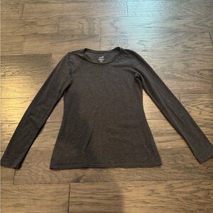 J. Jill Rolled Scoopneck Tee - Dark Heather Gray